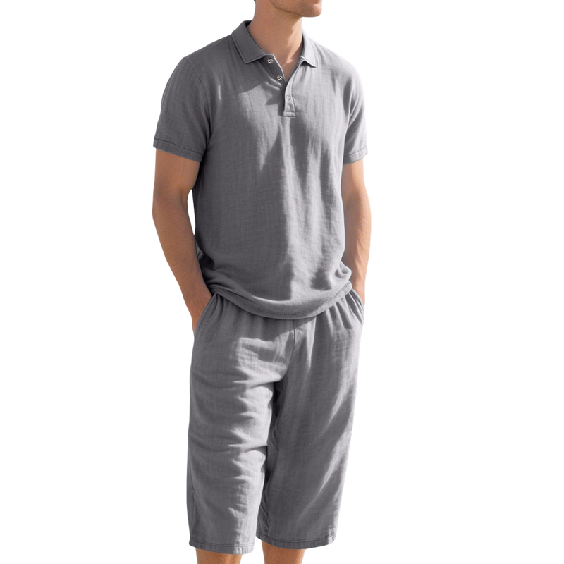 👔 ¡OFERTA ESPECIAL 50% DE DESCUENTO AHORA! 🍃 Conjunto de Lino para Hombre – Camisa y Pantalón Capri, Transpirable, 7 Colores, Tallas S-3XL ✨