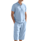 👔 ¡OFERTA ESPECIAL 50% DE DESCUENTO AHORA! 🍃 Conjunto de Lino para Hombre – Camisa y Pantalón Capri, Transpirable, 7 Colores, Tallas S-3XL ✨