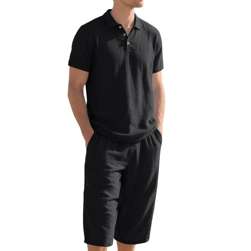 👔 ¡OFERTA ESPECIAL 50% DE DESCUENTO AHORA! 🍃 Conjunto de Lino para Hombre – Camisa y Pantalón Capri, Transpirable, 7 Colores, Tallas S-3XL ✨