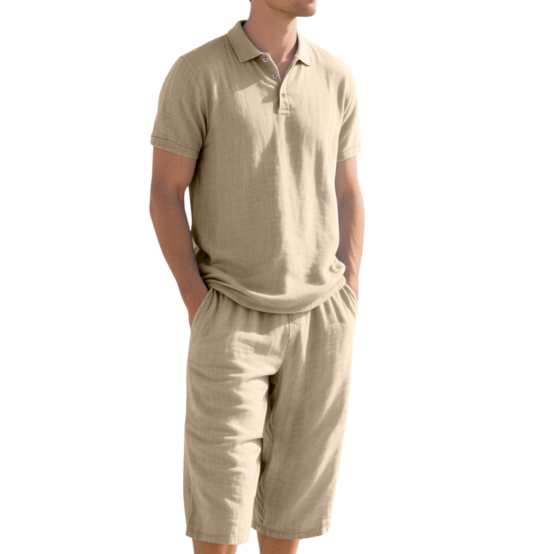 👔 ¡OFERTA ESPECIAL 50% DE DESCUENTO AHORA! 🍃 Conjunto de Lino para Hombre – Camisa y Pantalón Capri, Transpirable, 7 Colores, Tallas S-3XL ✨