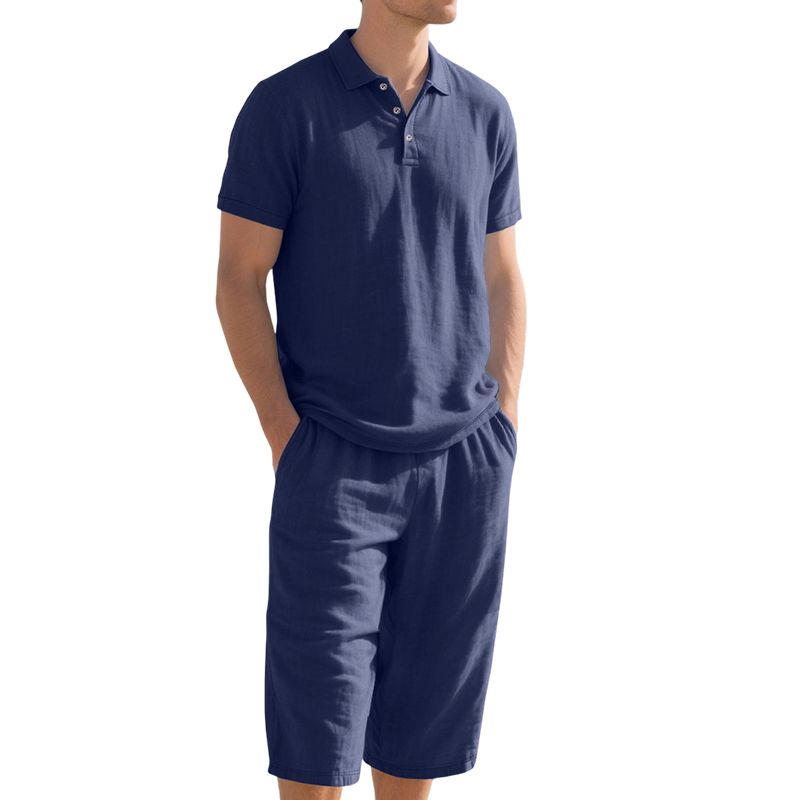 👔 ¡OFERTA ESPECIAL 50% DE DESCUENTO AHORA! 🍃 Conjunto de Lino para Hombre – Camisa y Pantalón Capri, Transpirable, 7 Colores, Tallas S-3XL ✨