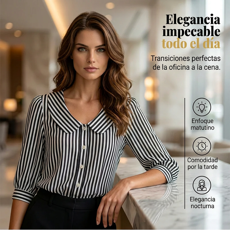 ⏰🔥 ¡50% DE DESCUENTO POR TIEMPO LIMITADO! 👔☀️ Camisa de Rayas con Botones – Elegante y Fresca para el Trabajo de Verano 🌿💼