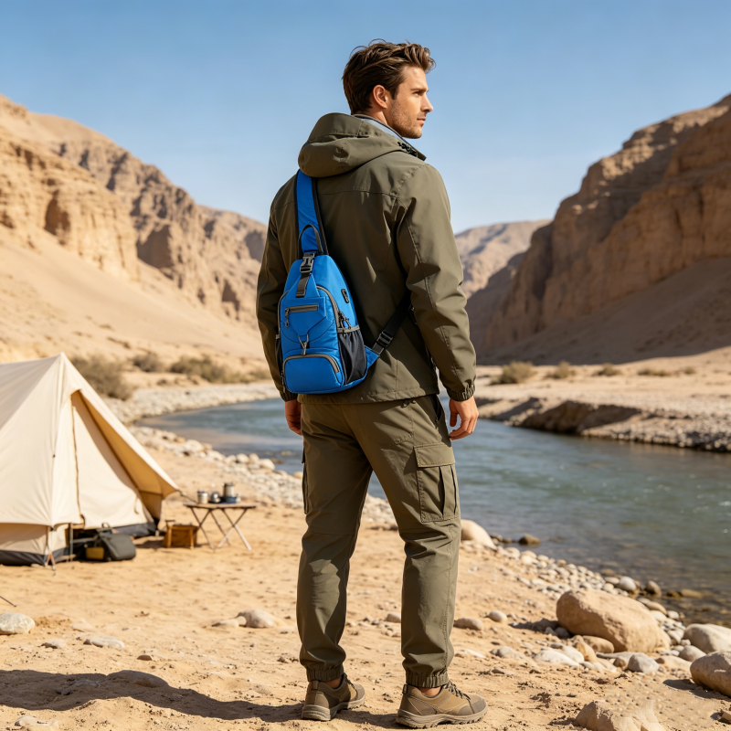 Bolso bandolera tipo sling para hombre, ideal para actividades al aire libre