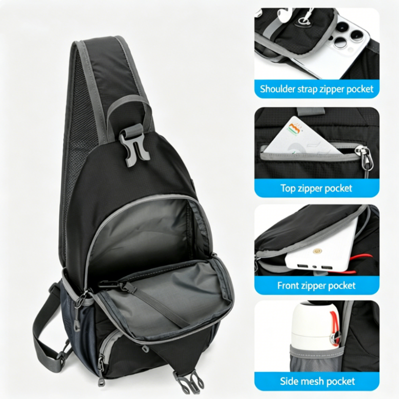 Bolso bandolera tipo sling para hombre, ideal para actividades al aire libre