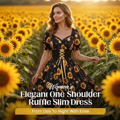 👗 🔥 ¡OFERTA POR TIEMPO LIMITADO 50% DE DESCUENTO! 💃 Vestido de Mujer con Estampado y Mangas Abullonadas – 3 Colores, Tallas S-XL ✨