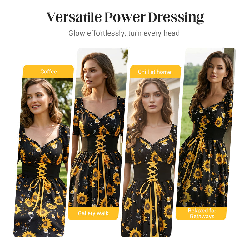 👗 🔥 ¡OFERTA POR TIEMPO LIMITADO 50% DE DESCUENTO! 💃 Vestido de Mujer con Estampado y Mangas Abullonadas – 3 Colores, Tallas S-XL ✨
