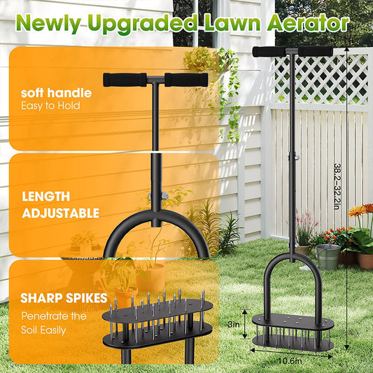 🌿 ¡50% DE DESCUENTO AHORA! ✅ Aerador Manual de Césped – Acero al Carbono, Extracción Automática ✨
