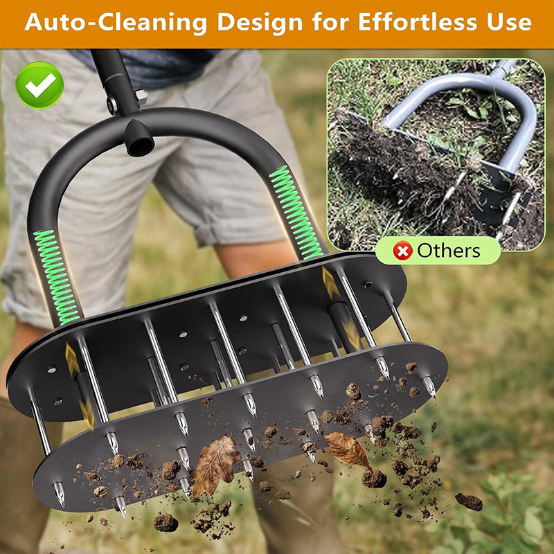 🌿 ¡50% DE DESCUENTO AHORA! ✅ Aerador Manual de Césped – Acero al Carbono, Extracción Automática ✨