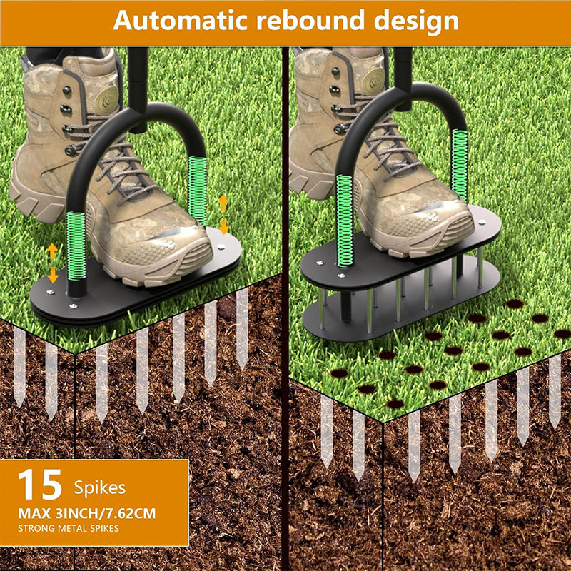 🌱 Aireador Manual de Césped ✅ Estructura de Acero al Carbono y Eyección por Resorte | Césped Más Saludable Sin Esfuerzo 🍃