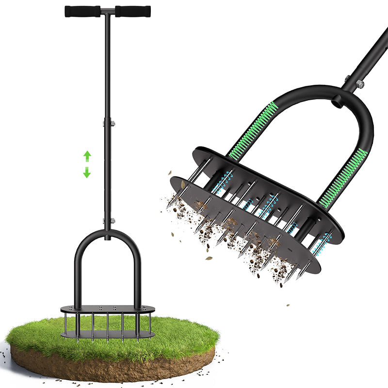 🌿 ¡50% DE DESCUENTO AHORA! ✅ Aerador Manual de Césped – Acero al Carbono, Extracción Automática ✨