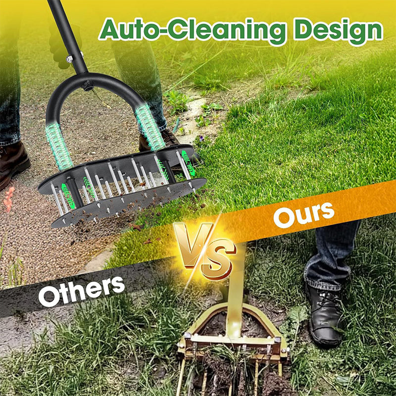 🌿 ¡50% DE DESCUENTO AHORA! ✅ Aerador Manual de Césped – Acero al Carbono, Extracción Automática ✨