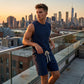Set de camiseta de tirantes y pantalones cortos deportivos casuales para hombre