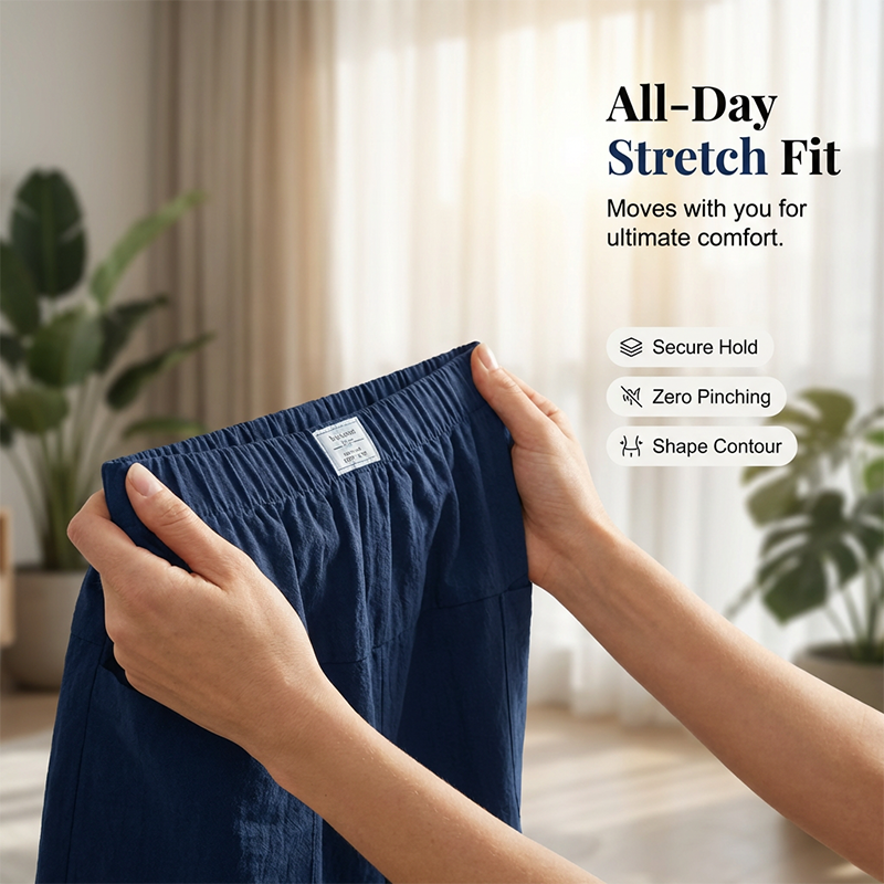 Falda-pantalón cruzada informal de cintura elástica para mujer