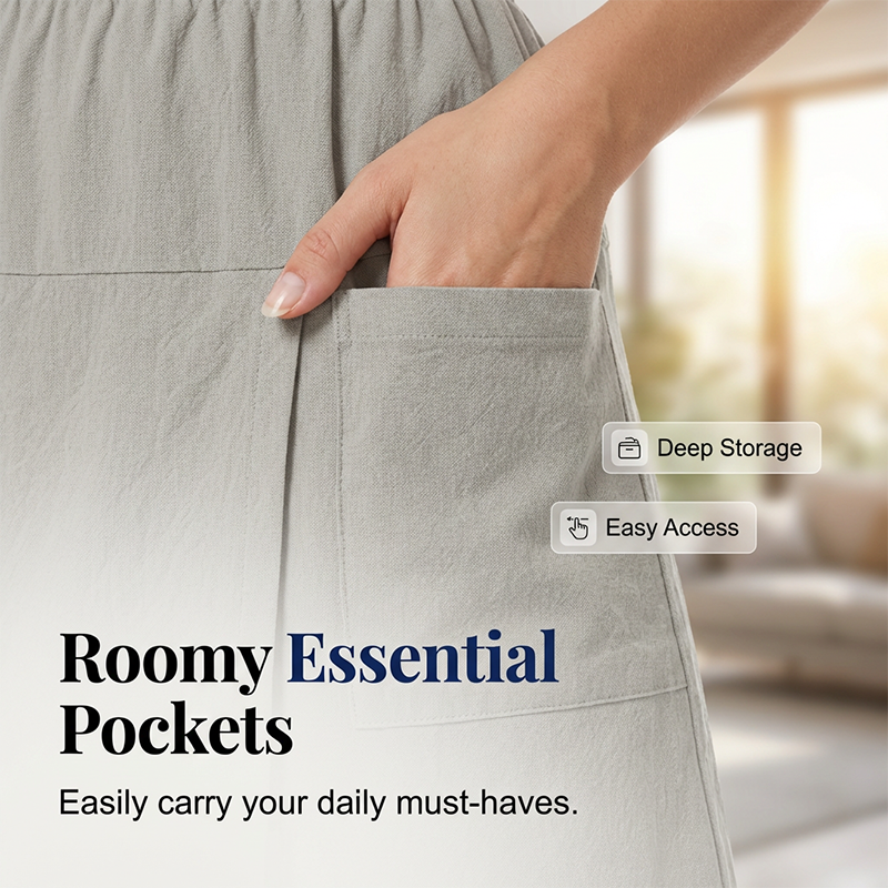 Falda-pantalón cruzada informal de cintura elástica para mujer