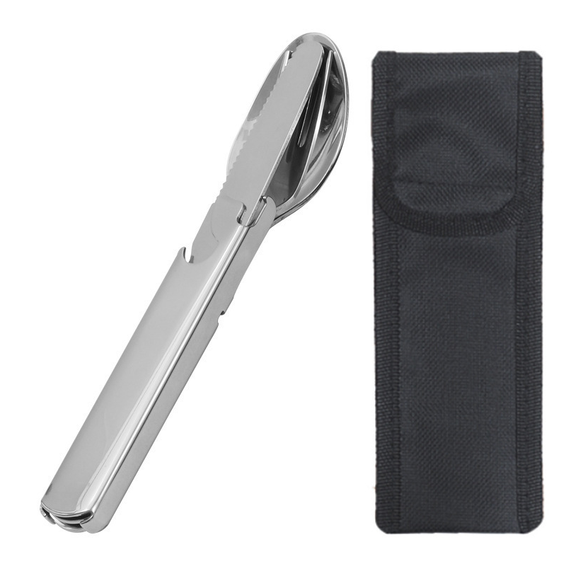 Set de Cubiertos Portátil 4 en 1 de Acero Inoxidable para Viaje