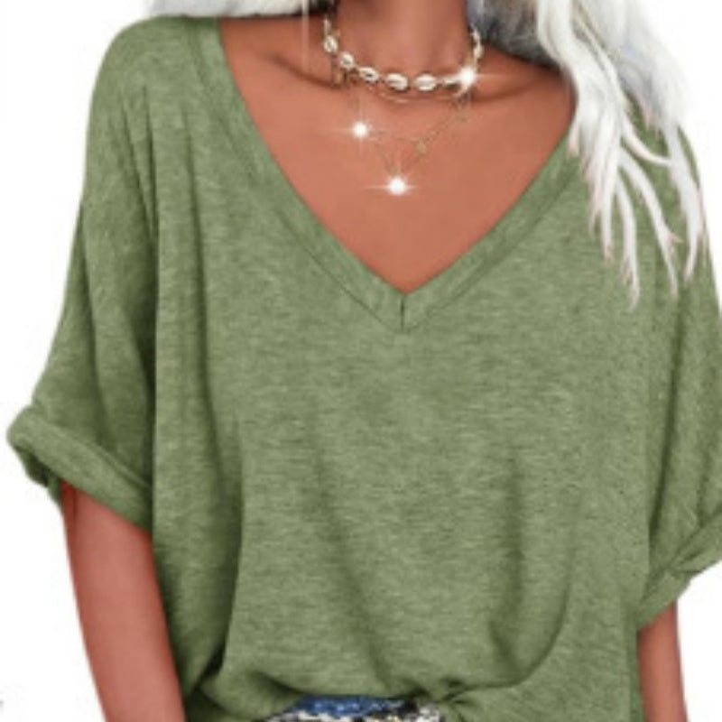 👕🌸 50% RABATT! Lässiges, lockeres V-Ausschnitt-Oberteil für Damen – Entspannt, schick & perfekt für warme Tage 🍂