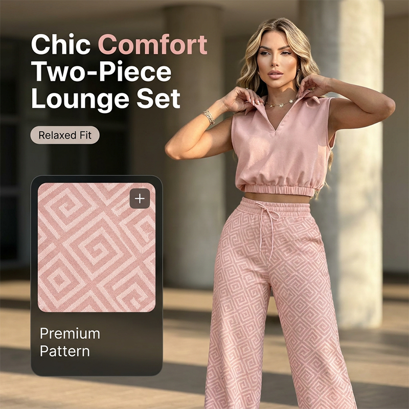 Conjunto de salón de dos piezas para mujeres con pantalones de cordón
