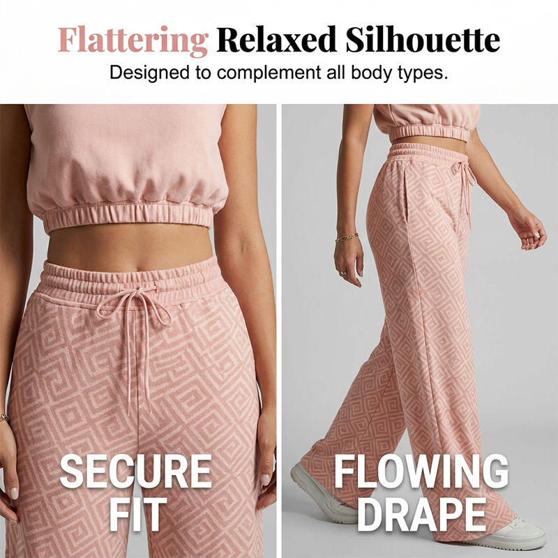 Conjunto de salón de dos piezas para mujeres con pantalones de cordón