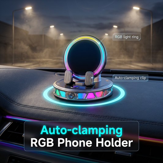 📱🚗 ¡50% DE DESCUENTO! Soporte RGB para Móvil en el Coche – Fijación Automática y Carga Inalámbrica, Manejo Seguro con una Sola Mano ✅🔋