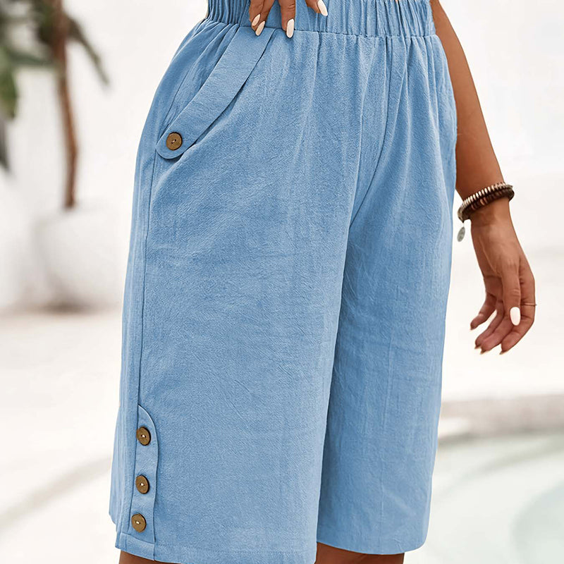 👖Pantalones capri de cintura elástica, casuales y cómodos para mujer, recién llegados❣️