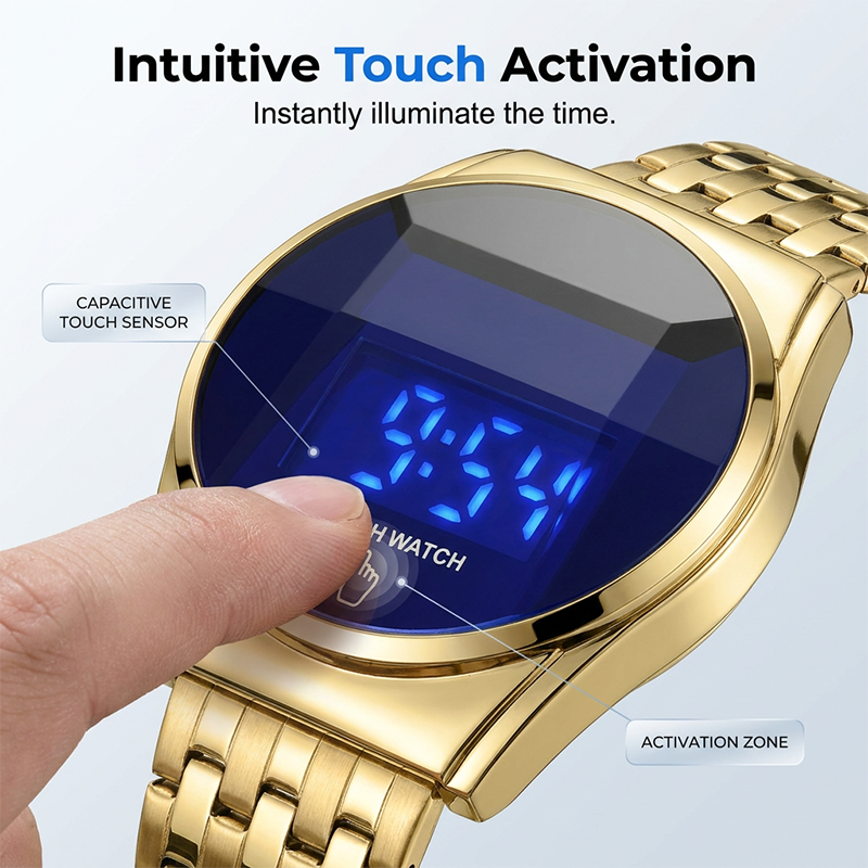 Reloj Digital Moderno con Pantalla Táctil LED para Hombre