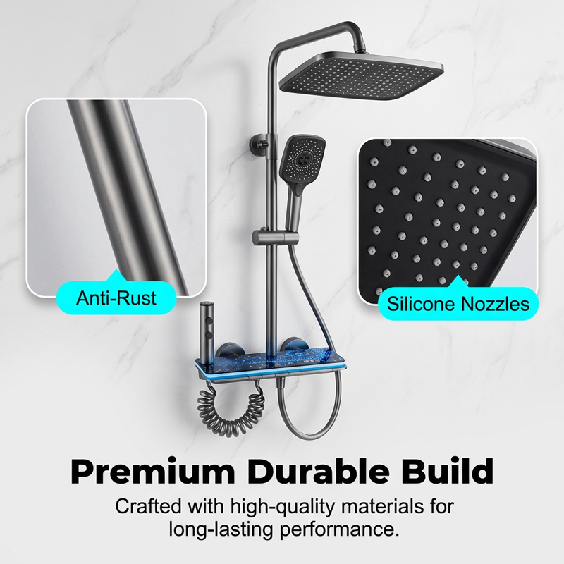 ⏳🔥¡50% DE DESCUENTO POR TIEMPO LIMITADO! ⏰ Sistema de Ducha con Pantalla Digital 💧🌙 – Luz LED Cielo Estrellado, Estante Integrado, 4 Modos y Cuerpo de Aleación ✨🚿