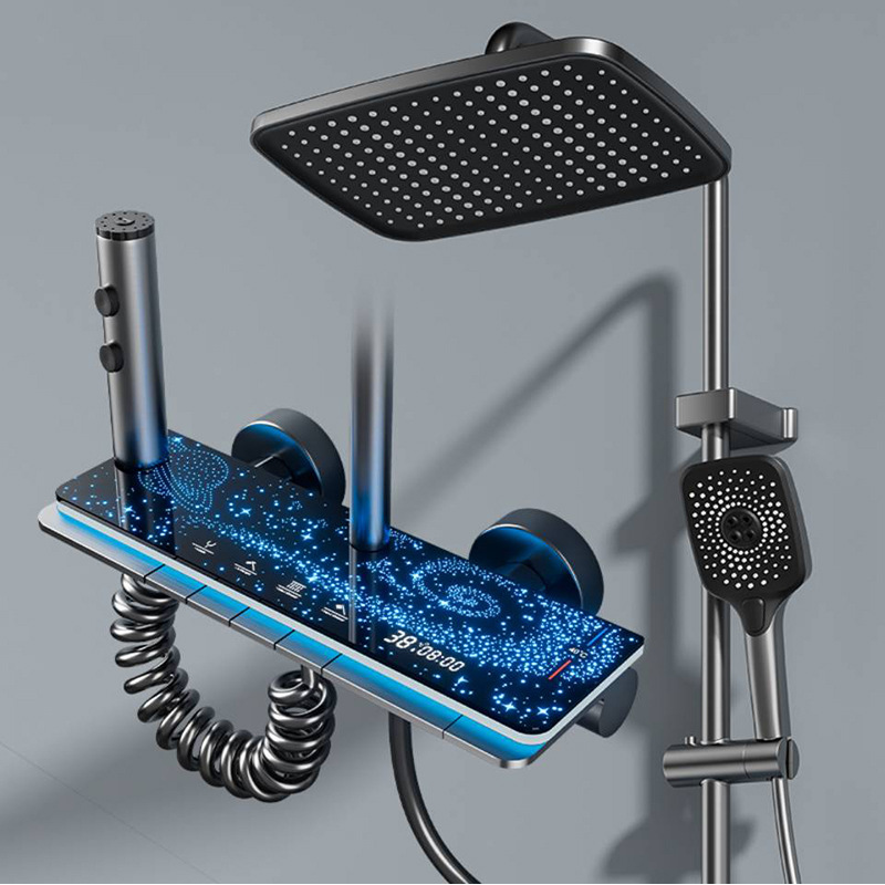 ⏳🔥¡50% DE DESCUENTO POR TIEMPO LIMITADO! ⏰ Sistema de Ducha con Pantalla Digital 💧🌙 – Luz LED Cielo Estrellado, Estante Integrado, 4 Modos y Cuerpo de Aleación ✨🚿