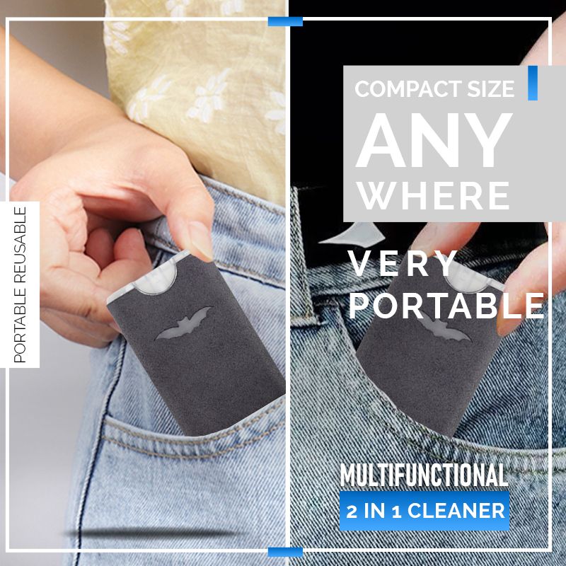 Limpiador de pantallas y paño de microfibra 2 en 1, portátil y reutilizable