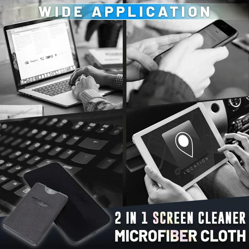 Limpiador de pantallas y paño de microfibra 2 en 1, portátil y reutilizable