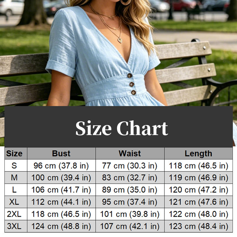 🌸 Elegancia veraniega sin esfuerzo: vestido de verano con cuello en V y botones para mujer☀️