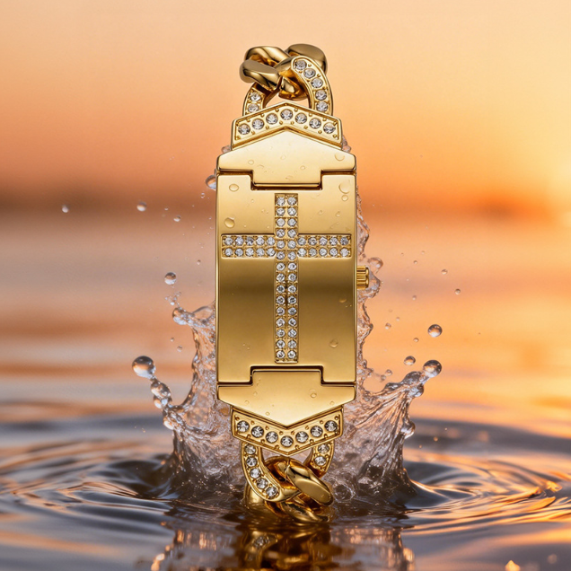 Regalo del Día de la Madre Summervibes, Reloj con Cristales Brillantes y Cruz, Esfera Rectangular Geométrica, Pulsera de Metal Premium, Perfecto para la Elegancia Diaria y Regalos