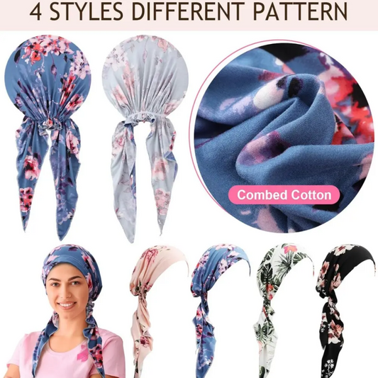 👒 ¡TIEMPO LIMITADO 50% DE DESCUENTO! ✨ Turbante de cabeza preatado con estampado floral de mujer – Suave, elástico, versátil 🌸