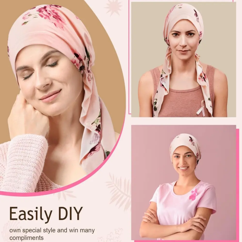 👒 ¡TIEMPO LIMITADO 50% DE DESCUENTO! ✨ Turbante de cabeza preatado con estampado floral de mujer – Suave, elástico, versátil 🌸