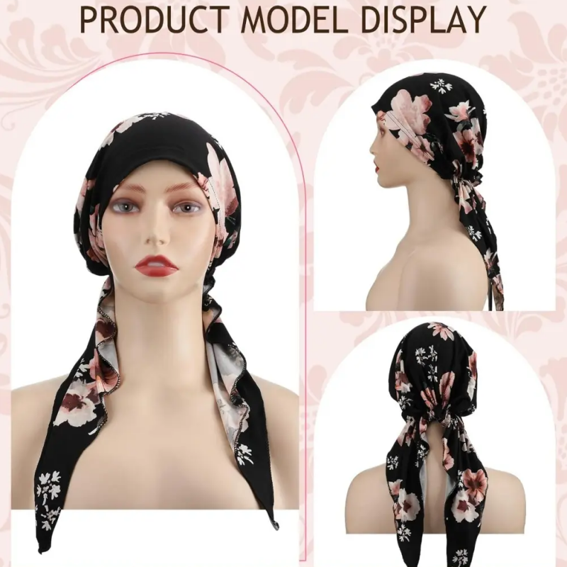 👒 ¡TIEMPO LIMITADO 50% DE DESCUENTO! ✨ Turbante de cabeza preatado con estampado floral de mujer – Suave, elástico, versátil 🌸