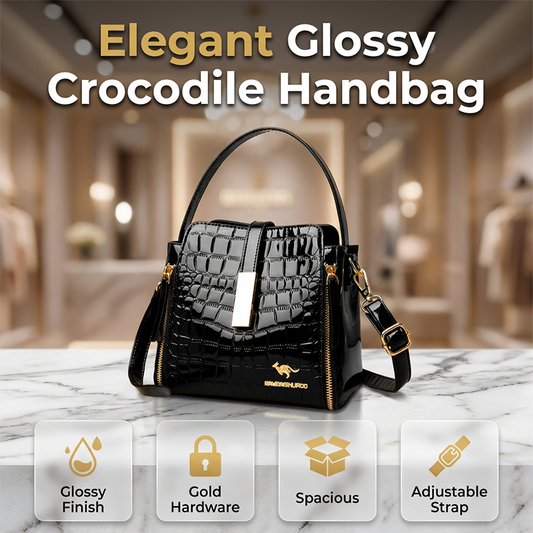 👜 ¡50% DE DESCUENTO POR TIEMPO LIMITADO! ✨ Bolso de Mujer con Patrón Cocodrilo Brillante – Estructurado, Herrajes Dorados, Espacioso y Elegante 💼