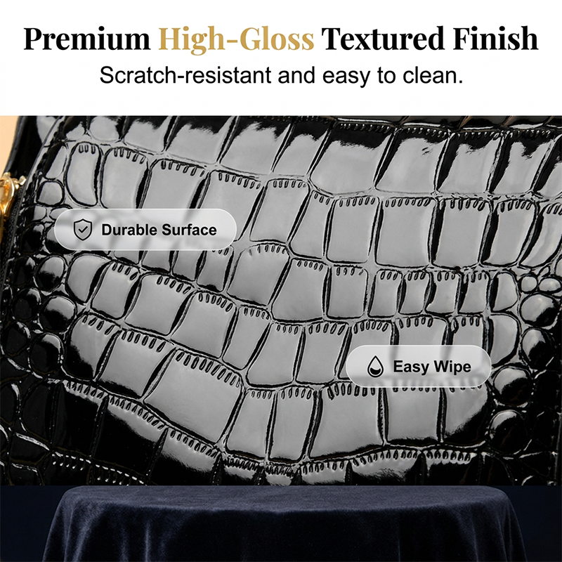 👜 ¡50% DE DESCUENTO POR TIEMPO LIMITADO! ✨ Bolso de Mujer con Patrón Cocodrilo Brillante – Estructurado, Herrajes Dorados, Espacioso y Elegante 💼