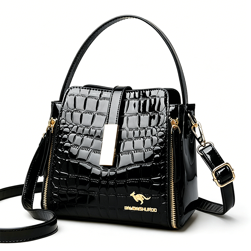 👜 ¡50% DE DESCUENTO POR TIEMPO LIMITADO! ✨ Bolso de Mujer con Patrón Cocodrilo Brillante – Estructurado, Herrajes Dorados, Espacioso y Elegante 💼
