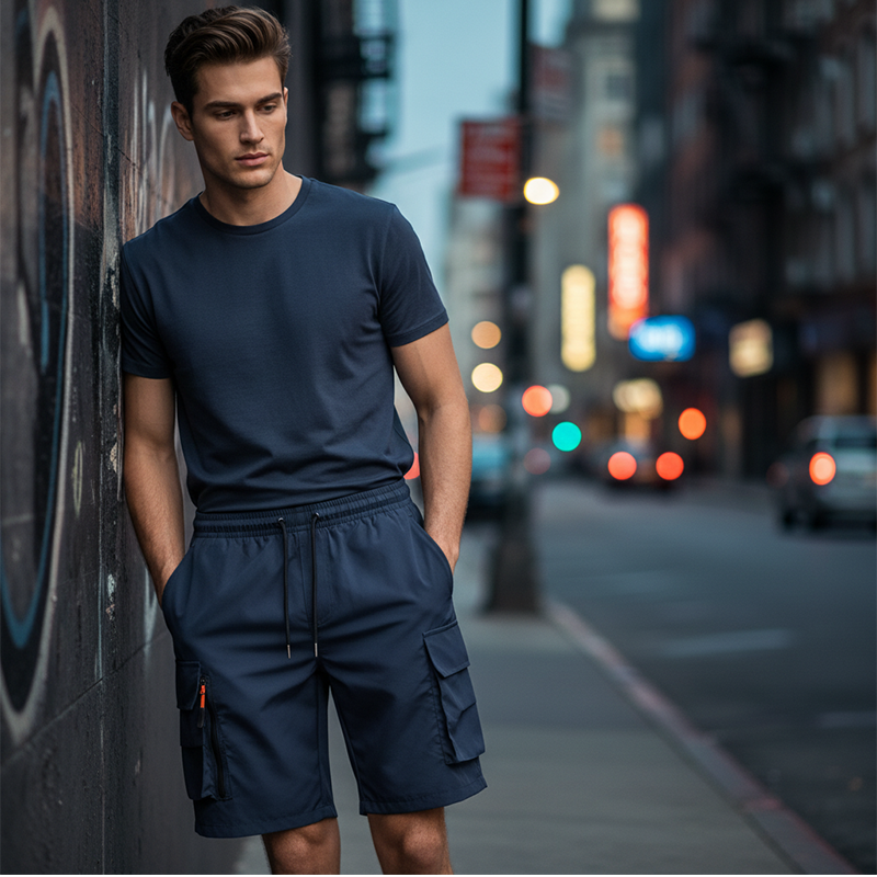 Pantalones cortos de carga de secado rápido para hombre con bolsillos
