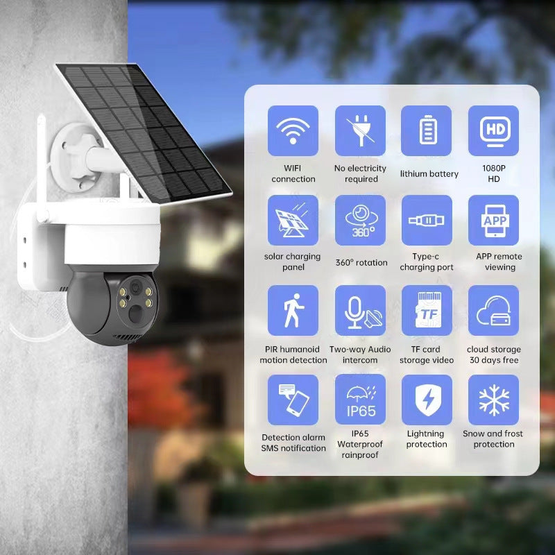 📢📢 ¡50 % DE DESCUENTO!! ⏰ Cámara de vigilancia solar: HD 1080p, detección de movimiento y visión nocturna; inalámbrica, resistente a la intemperie y funciona sin conexión a la red eléctrica; ideal para entradas de casas, jardines o zonas remotas ☀️