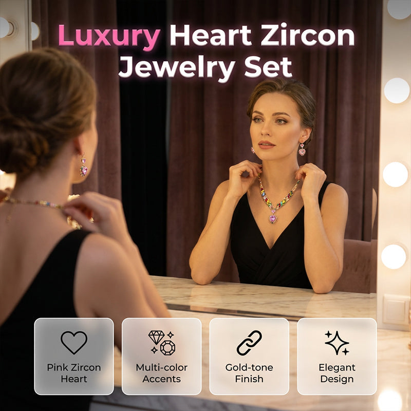 📢📢50% DE DESCUENTO!! ⏰Conjunto de Collar y Aretes con Corazón Brillante