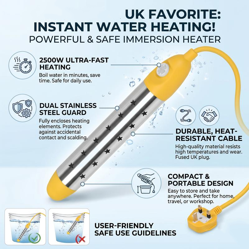 ⏳¡Oferta por Tiempo Limitado!⏰ Calentador de Inmersión Antiescaldado para Viaje y Hogar – Compacto y Protección contra Sobrecalentamiento – Ideal para Bebidas y Comida de Bebé – Doble Voltaje y Calentamiento Rápido 🔥