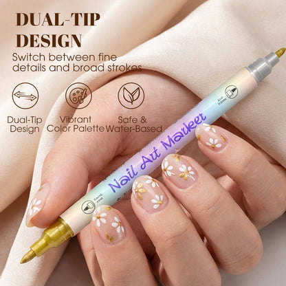 💅 ¡50% OFF HOY! Set de Plumones Doble Punta para Nail Art – Crea Uñas de Salón en Casa ✨