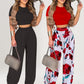 Women's Two-Piece Fitted Short Sleeve T-Shirt & Loose Pants Set 🌿 Fitted Top & Relaxed Trousers – Comfy Enough for Home, Stylish Enough for Out ✨
