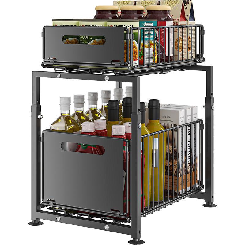 💪🥫 ¡PROMO FLASH 50%! Estantería Doble Deslizante Organizador de Armario – 5 Alturas Regulables, 2 Bandejas, Acero al Carbono, Gran Capacidad, Sin Instalación ✨