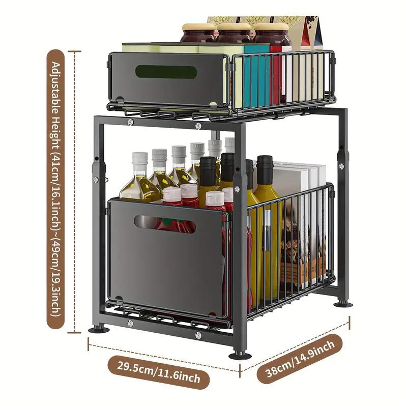 💪🥫 ¡PROMO FLASH 50%! Estantería Doble Deslizante Organizador de Armario – 5 Alturas Regulables, 2 Bandejas, Acero al Carbono, Gran Capacidad, Sin Instalación ✨