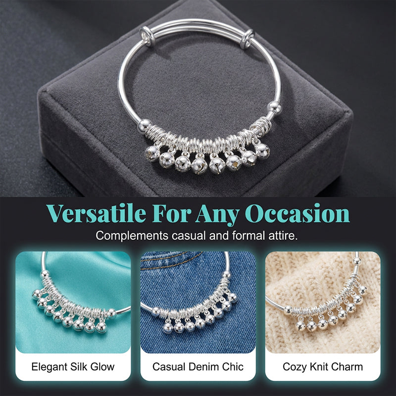 🏆¡ÚBTIMO DÍA DE OFERTA 50% DESCUENTO!🔥 Pulsera Ajustable con Cascabeles y Dijes en Plata