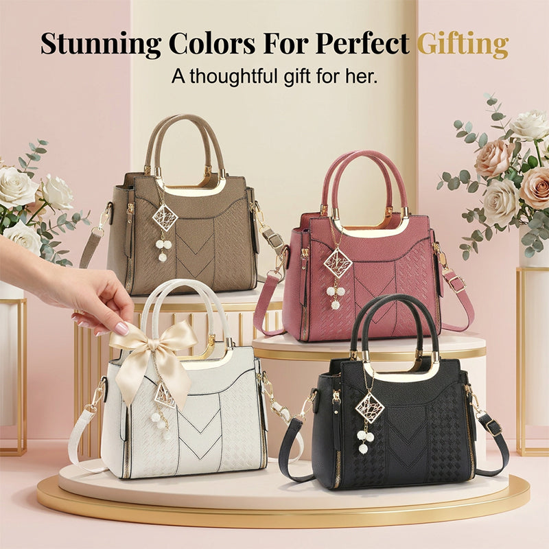 👜 ¡50 % DE DESCUENTO POR TIEMPO LIMITADO! ✨ Bolso de mano para mujer con asa superior: costuras en V, herrajes dorados y múltiples compartimentos 🌸