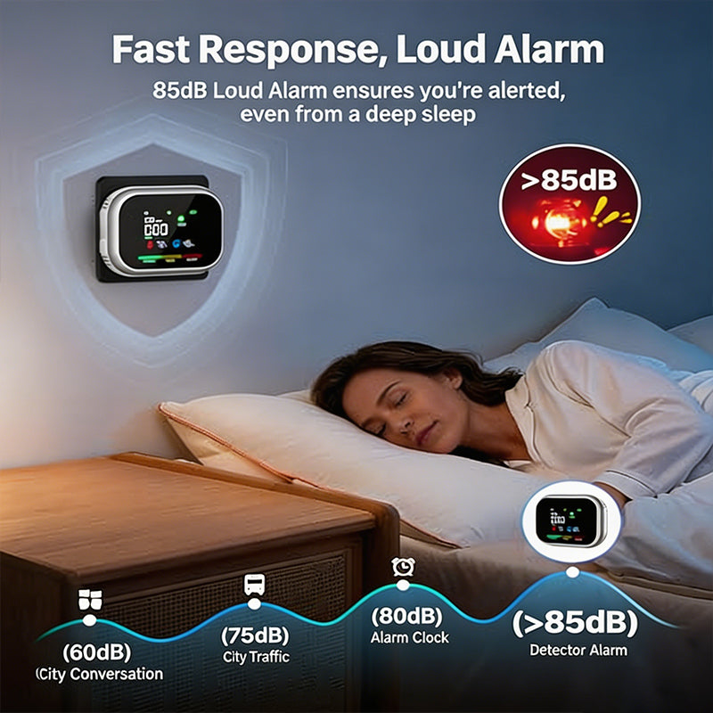🔥 ¡OFERTA 50% OFF! 🏠🚨 Detector Multigás 6 en 1 con Pantalla LCD – Protección Inteligente Contra CO, Gas, Humo y Riesgos del Hogar ⚡🛡️