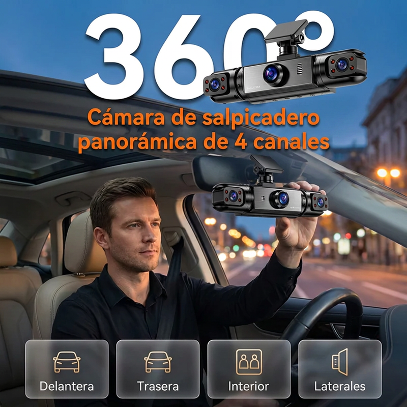 🚨🔥 ¡50% DE DESCUENTO! Protege tu coche con Dash Cam 360° 4 Cámaras – Seguridad Total en Todos los Ángulos 🚗📹