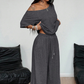 Conjunto de 2 Piezas Top Hombros Descubiertos y Pantalón para Mujer